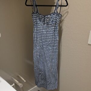 Free People Blue Checkered Midi Dress